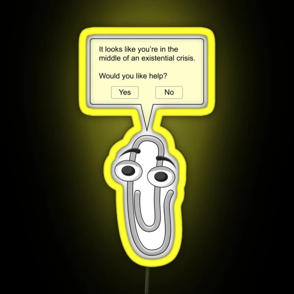 Clippy Existential Crisis RGB Neon Sign