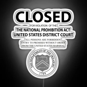 CLOSED For Violation Of Prohibition Act RGB Neon Sign