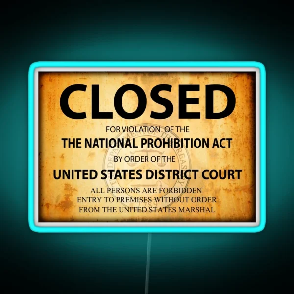 CLOSED Sign For PROHIBITION Violation RGB Neon Sign