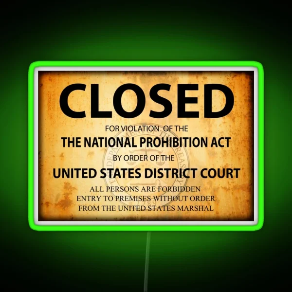 CLOSED Sign For PROHIBITION Violation RGB Neon Sign