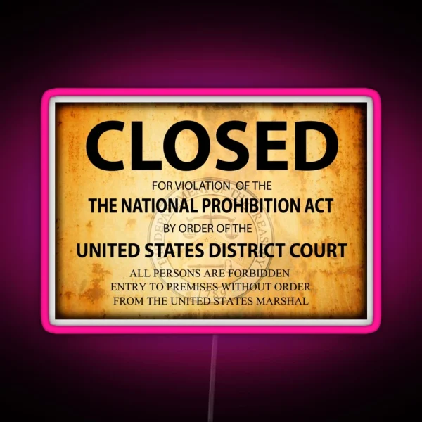 CLOSED Sign For PROHIBITION Violation RGB Neon Sign