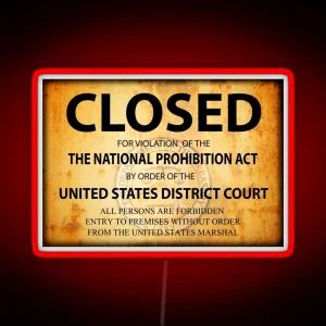 CLOSED Sign For PROHIBITION Violation RGB Neon Sign