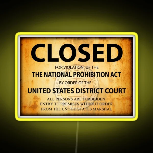 CLOSED Sign For PROHIBITION Violation RGB Neon Sign