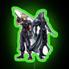 Vibrant cloud-inspired LED sign with Sephiroth's iconic design in neon