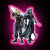 Vibrant cloud-inspired LED light art featuring Sephiroth in neon colors