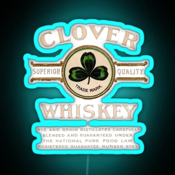 Clover Whiskey Superior Quality RGB Neon Sign