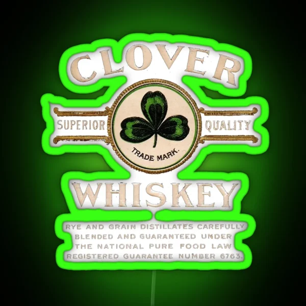 Clover Whiskey Superior Quality RGB Neon Sign