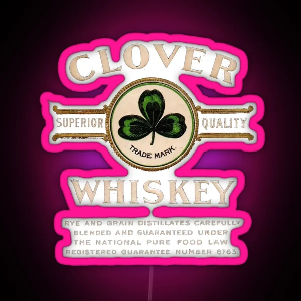 Clover Whiskey Superior Quality RGB Neon Sign