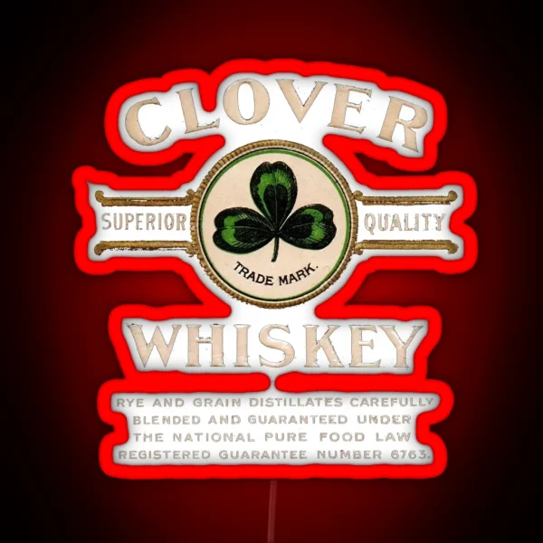 Clover Whiskey Superior Quality RGB Neon Sign