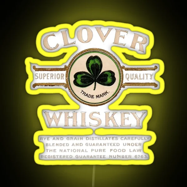 Clover Whiskey Superior Quality RGB Neon Sign