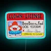 Vibrant Neon Clown License Sign with RGB Color Changing Effect