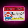 Vintage Clown License Neon Sign with Color-Changing RGB Electronic Display Panel