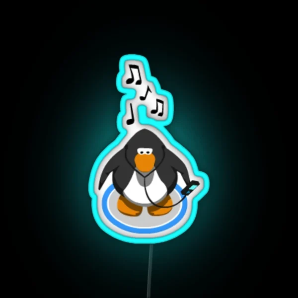 Club Penguin Music MP4 RGB Neon Sign
