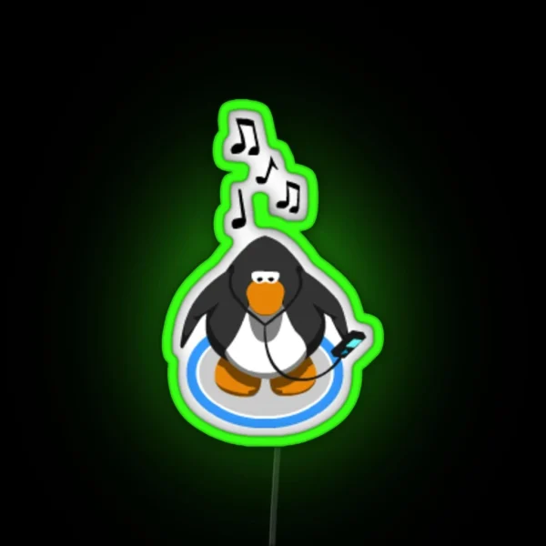 Club Penguin Music MP4 RGB Neon Sign