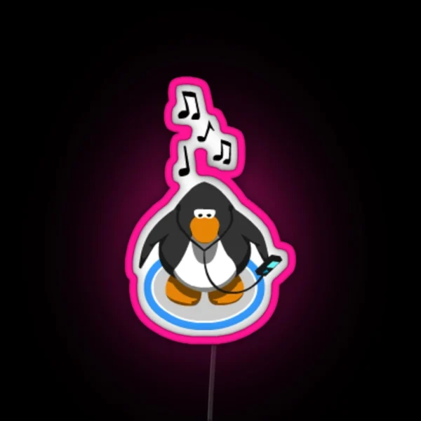 Club Penguin Music MP4 RGB Neon Sign