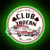 Unique Club Tavern Neon Sign Decor with Classic Car Theme