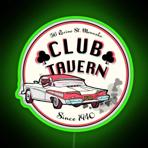 Club Tavern Cat In Collector Car RGB Neon Sign