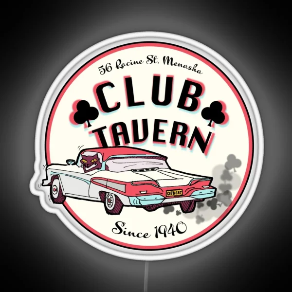 Club Tavern Cat In Collector Car RGB Neon Sign