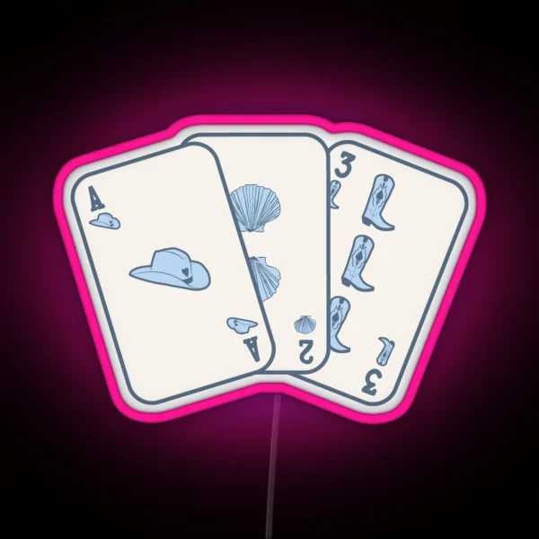 Coastal Cowgirl Playing Cards Blue RGB Neon Sign