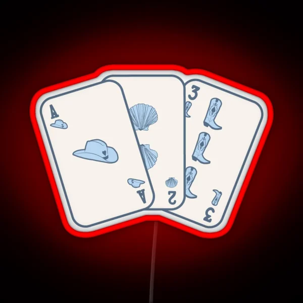 Coastal Cowgirl Playing Cards Blue RGB Neon Sign