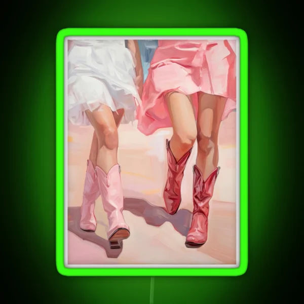 Coastal Preppy Western Cowgirl Boots RGB Neon Sign