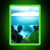 Vibrant Coastal Neon Sign with Long Exposure Artistic Ombre Effect