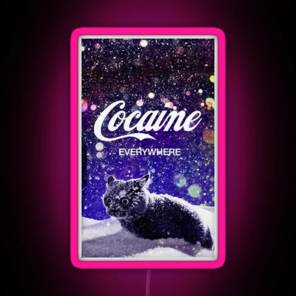 Cocaine Cat RGB Neon Sign