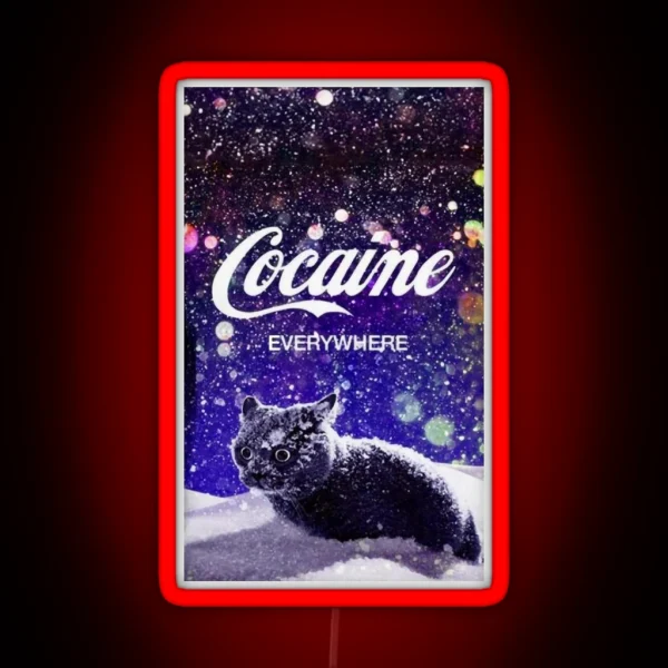 Cocaine Cat RGB Neon Sign