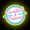 RGB Neon Bar Sign, Cocktails and Dreams Party Wall Decorations