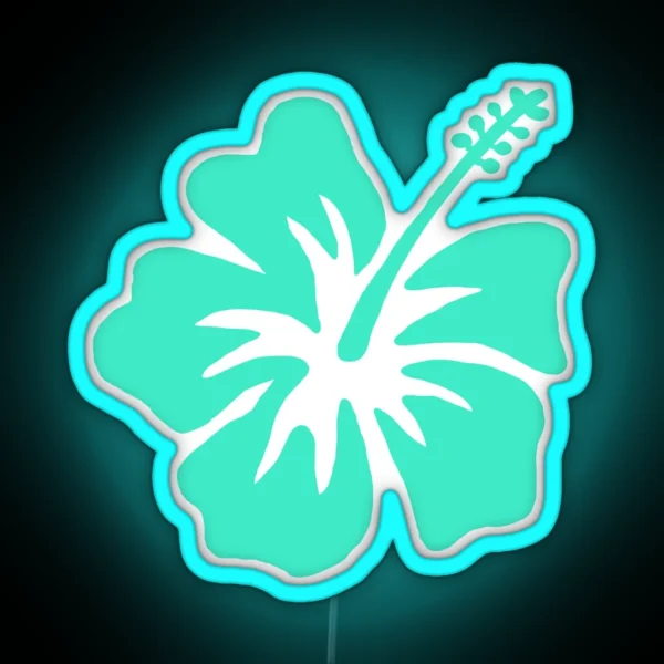 Coconut Girl Blue Hibiscus RGB Neon Sign