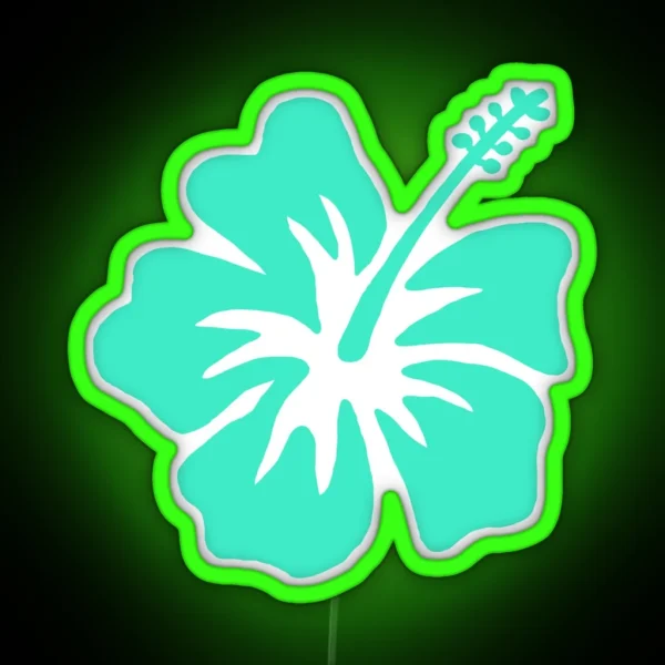 Coconut Girl Blue Hibiscus RGB Neon Sign