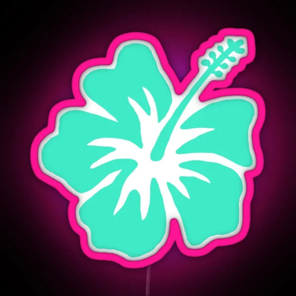 Coconut Girl Blue Hibiscus RGB Neon Sign