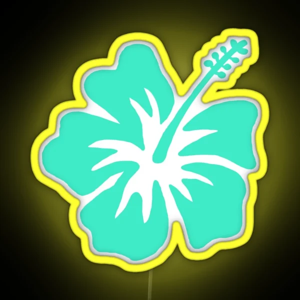Coconut Girl Blue Hibiscus RGB Neon Sign