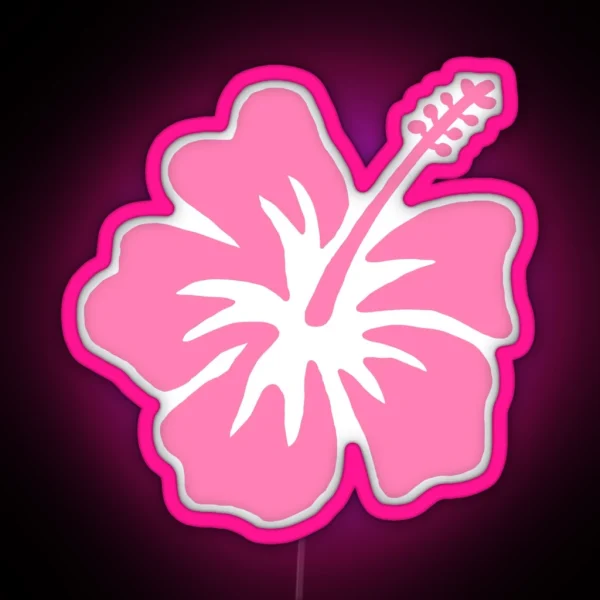 Coconut Girl Pink Hibiscus RGB Neon Sign