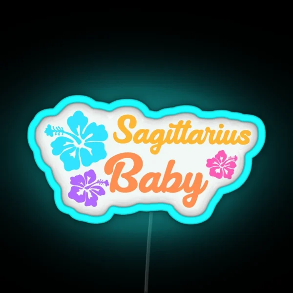 Coconut Girl Zodiac Sagittarius Baby Hibiscus Flower RGB Neon Sign