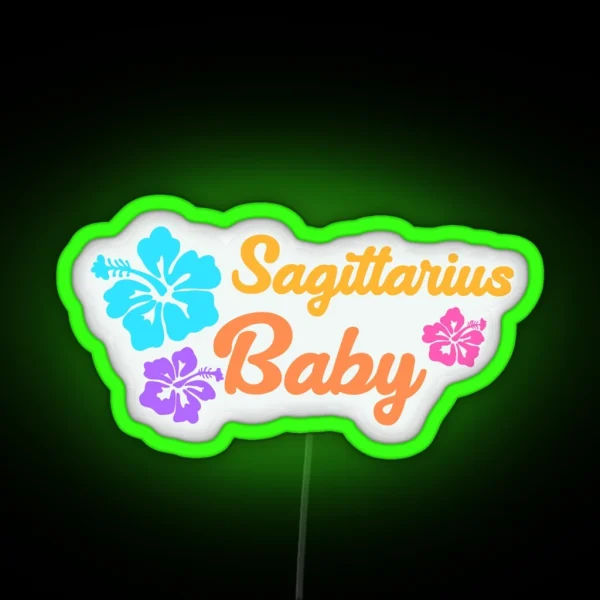 Coconut Girl Zodiac Sagittarius Baby Hibiscus Flower RGB Neon Sign