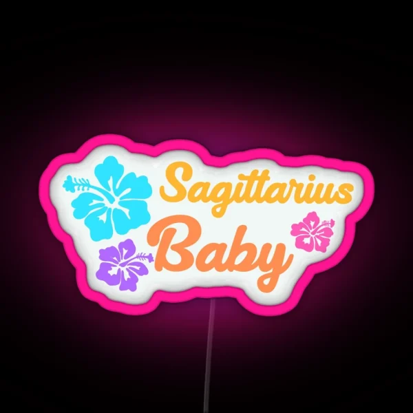 Coconut Girl Zodiac Sagittarius Baby Hibiscus Flower RGB Neon Sign