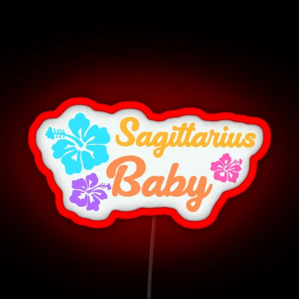 Coconut Girl Zodiac Sagittarius Baby Hibiscus Flower RGB Neon Sign