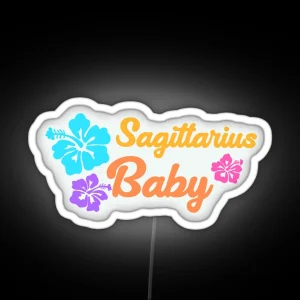 Coconut Girl Zodiac Sagittarius Baby Hibiscus Flower RGB Neon Sign