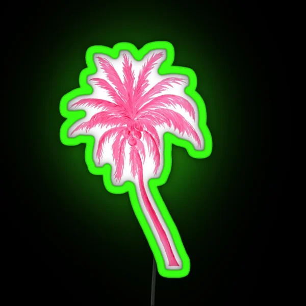 Coconut Palm Tree In Pretty Pink RGB Neon Sign