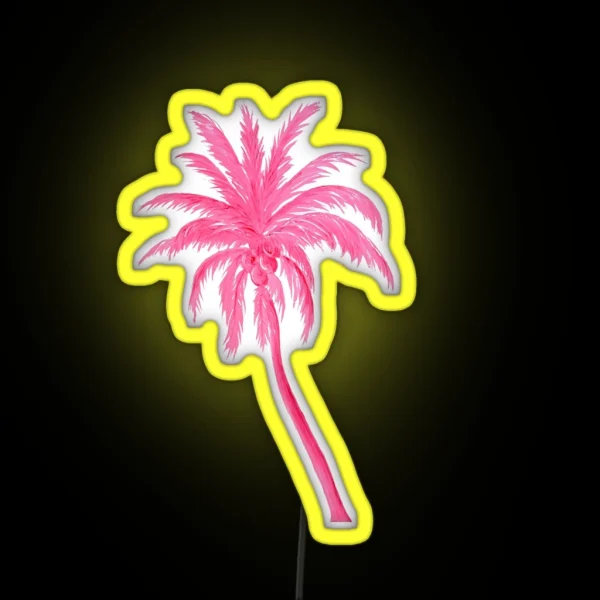 Coconut Palm Tree In Pretty Pink RGB Neon Sign