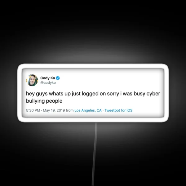 Cody Ko Cyberbully Tweet RGB Neon Sign
