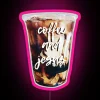 Coffee and Jesus inspirational modern RGB LED neon wall art