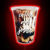 Neon Coffee and Jesus Wall Sign for Christian Home Decor