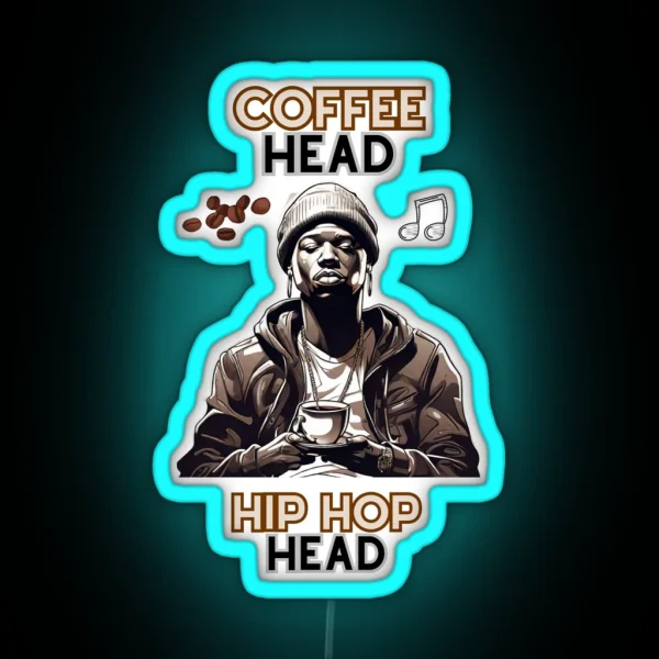 Coffee Head Hip Hop Head RGB Neon Sign