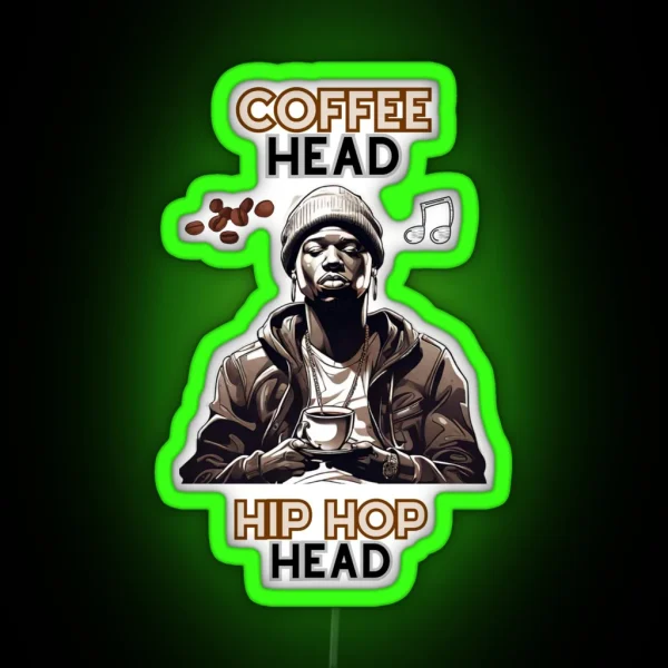 Coffee Head Hip Hop Head RGB Neon Sign