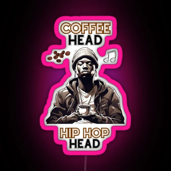 Coffee Head Hip Hop Head RGB Neon Sign