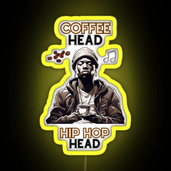 Coffee Head Hip Hop Head RGB Neon Sign