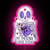Vibrant coffee lover's emotional support beverage RGB LED neon signage.