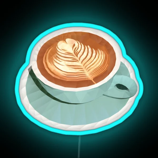 Coffee With Latte Art Polygon Art RGB Neon Sign